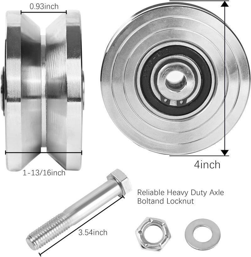 Mindoub 1-Pack 4" V-Groove Slide Gate Wheel with Welded Bracket Box, Heavy-Duty Solid Double Bearings, for Inverted V-Track Sliding Gates, 1 13/16" Width, 3000 Lbs Capacity (1) - Image 3
